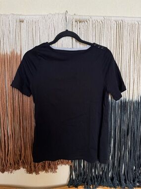 Black Charter Club cotton t-shirt with button detail; perfect condition